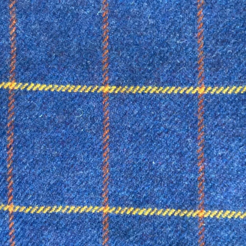Tommy Hilfiger Blue Windowpane Plaid Wool Pillow Cover Sham for 28x28 Insert